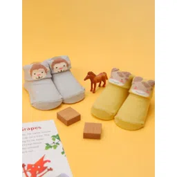 Yellow Bee Infant Boys Pack Of 2 Patterned Cotton Ankle Socks-picture-26