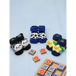 Yellow Bee Infant Boys Pack Of 3 Patterned Cotton Ankle-length Socks-picture-29