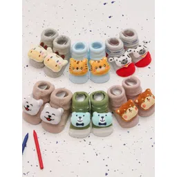 Yellow Bee Infant Boys Pack Of 6 Cotton Patterned Ankle-Length Socks-picture-19