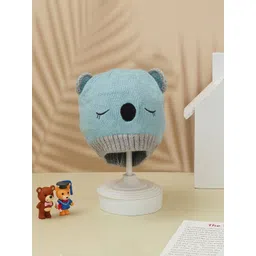 Yellow Bee Infant Boys Self Design Teddy Ears Woollen Beanie-picture-42