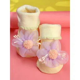 Yellow Bee Infant Girls 3D Floral Accent Cotton Ankle-Length Socks-picture-35