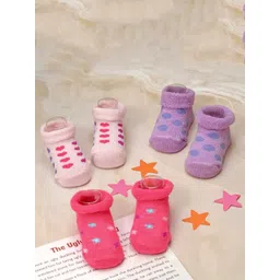 Yellow Bee Infant Girls Pack Of 3 Patterned Cotton Ankle Length Socks-picture-19