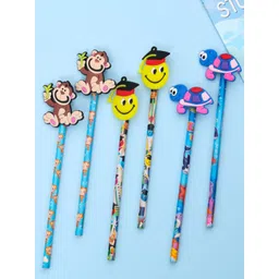 Yellow Bee Kids Set Of 6 Blue Printed Pencil-picture-31