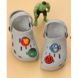 Yellow Bee Marvel Featuring Avengers With Iron Man Captain America & Hulk Applique Detailed Perforated Slingback Clogs - Grey-picture-30