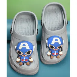 Yellow Bee Marvel Featuring Captain America 3D Applique Detailed Perforated Slingback Clogs - Grey-picture-26