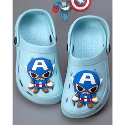 Yellow Bee Marvel Featuring Captain America 3D Applique Detailed Perforated Slingback Clogs - Light Blue-picture-23