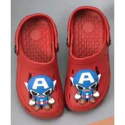 Yellow Bee Marvel Featuring Captain America 3D Applique Detailed Perforated Slingback Clogs - Red-picture-21