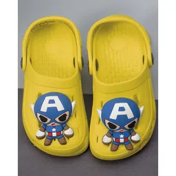 Yellow Bee Marvel Featuring Captain America 3D Applique Detailed Perforated Slingback Clogs - Yellow-picture-18