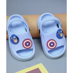 Yellow Bee Marvel Featuring Captain America Applique Detailed Perforated Clogs - Blue-picture-35