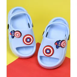 Yellow Bee Marvel Featuring Captain America Applique Detailed Perforated Clogs - Blue-picture-36