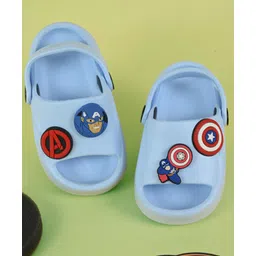 Yellow Bee Marvel Featuring Captain America Applique Detailed Perforated Clogs - Blue-picture-38