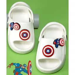 Yellow Bee Marvel Featuring Captain America Applique Detailed Perforated Sling Back Clogs - White-picture-31