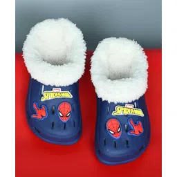 Yellow Bee Marvel Featuring Spider Man Applique Detailed Perforated Plush Line Detailed Clogs - Navy Blue-picture-13