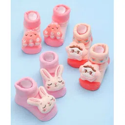 Yellow Bee Pack Of 3 Octopus Star & Bunny Applique Detailed Socks - Multi Colour-picture-38