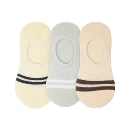 Yellow Bee Pair Of 3  Striped  Socks  - Light Yellow  Grey  Beige-picture-24