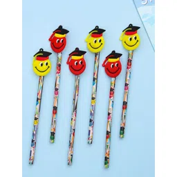 Yellow Bee Set Of 6 Yellow Smile Motifs Printed Pencil-picture-27