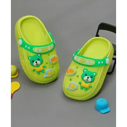 Yellow Bee Solid Clogs With Bear Charms - Green image 1