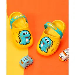 Yellow Bee Solid Clogs With Dinosaur Charm - Yellow-picture-42