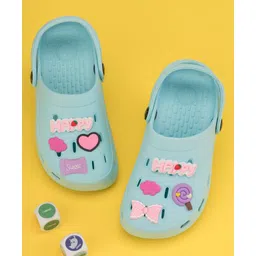 Yellow Bee Solid Clogs With Lollipops & Hearts Charms - Blue-picture-31