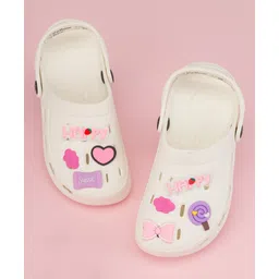 Yellow Bee Solid Clogs With Lollipops & Hearts Charms - White-picture-27