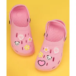 Yellow Bee Solid Clogs With Panda & Floral Charms - Pink-picture-33