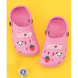 Yellow Bee Solid Clogs With Panda & Strawberry Charms - Pink-picture-37