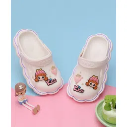 Yellow Bee Solid Clogs With Strawberry & Doll Charms - White-picture-40