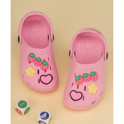 Yellow Bee Solid Clogs With Strawberry & Floral Charms - Pink-picture-25