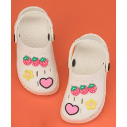 Yellow Bee Solid Clogs With Strawberry & Floral Charms - White-picture-39