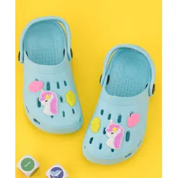 Yellow Bee Solid Clogs With Unicorn & Cloud Charms - Blue-picture-34