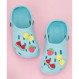 Yellow Bee Solid Clogs With Watermelon Lemon & Strawberry Charms - Blue-picture-36
