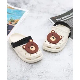 Yellow Bee Solid Perforated Clogs With Teddy Bear Face Charm - Beige-picture-20