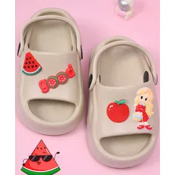 Yellow Bee Solid Slingback Fruits Applique Detailed Clogs - Beige-picture-16