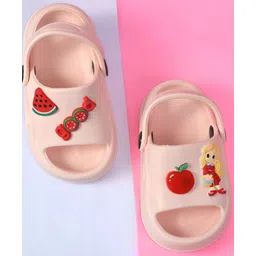 Yellow Bee Solid Slingback Fruits Applique Detailed Clogs -Pink-picture-14