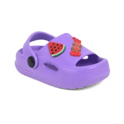 Yellow Bee Solid Slingback Fruits Applique Detailed Clogs -Purple image 3