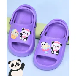 Yellow Bee Solid Slingback Panda Applique Detailed Clogs -Purple-picture-23