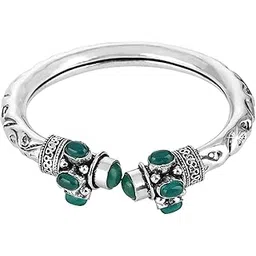 yellow chimes Latest Trend Tribal Stone Oxidised Silver Bracelet Bangle Kadaa for Women image 1