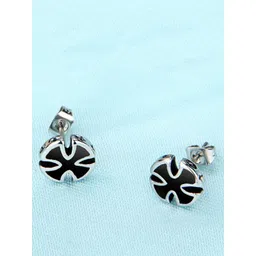 Yellow Chimes Black Contemporary Studs Earrings-picture-12