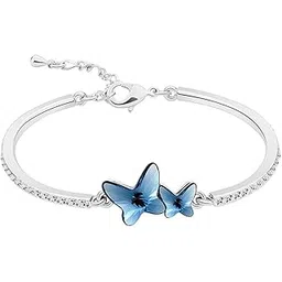 yellow chimes Bracelet for Women & Girls A5 High Grade Crystal Bracelets for Women & Girls | SIlver Toned Butterfly Charm Bracelet | Birthday Gift For Girls & Women Anniversary Gift for Wife-picture-37