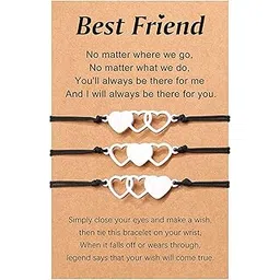 yellow chimes Bracelet for Women and Girls Fashion Silver Friendship Bracelets for Women Girls | Heart Shaped Friendship Bands Bracelet |Gift for Best Friend Friendship Bff Bracelets-picture-11