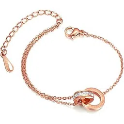 yellow chimes Bracelet for Women and Girls Rose Gold Bracelets for Women and Girls | Western Style Stainless Steel Crystal Chain Bracelet | Birthday Gift For girls and women Anniversary Gift for Wife-picture-42