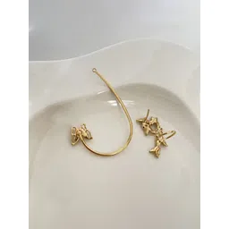 Yellow Chimes Brass Gold-Plated Contemporary Ear Cuff Earrings-picture-16