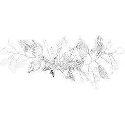 yellow chimes Bridal Hair Vine for Women and Girls Bridal Hair Accessories for Wedding Silver Headband Hair Accessories Wedding Jewellery for Women Leafy Bridal Wedding Head band Hair Vine for Girls-picture-26