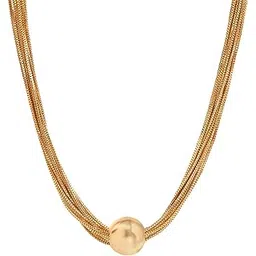 yellow chimes Choker Necklace for Women | Fashion Gold Plated Chain Necklace | Multilayered Ball Chains Necklace for Girls | Glam Chains | Statement Necklace | Birthday Anniversary Gift for Women Wife-picture-16