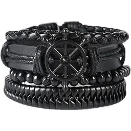 yellow chimes Combo Leather Wraps Casual Latest Trend Multi Strand Wrist Bracelets for Men and Women (Unisex)-picture-11