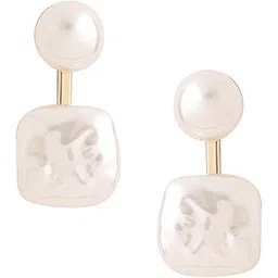 yellow chimes Earrings for Women and Girls Fashion White Pearl Drop Earrings | Gold Plated Faux Pearl Drop Earrings | Birthday Gift for girls and women Anniversary Gift for Wife-picture-33