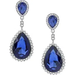 yellow chimes Earrings for Women and Girls | Multicolor Stone Crystal | Silver Tone Drops | Oval Shaped | Birthday Gift for Girls and Women Anniversary Gift for Wife-picture-35