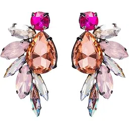 yellow chimes Earrings For Women Multicolor Crystal Studded Tear Drop Earrings For Women and Girls-picture-20