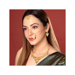 Yellow Chimes Gold Plated Bridal Choker Necklace Set-picture-11