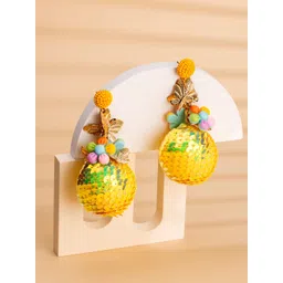 Yellow Chimes Gold Plated Contemporary Beaded Drop Earrings-picture-32